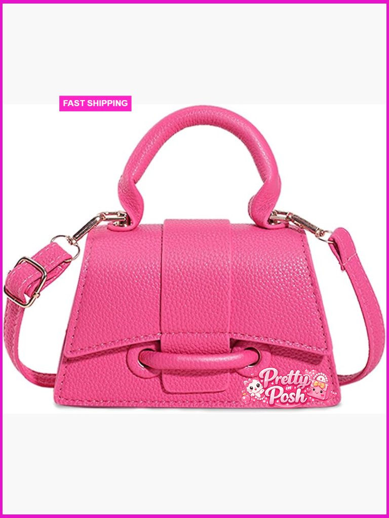 Mini Vegan Leather Crossbody Bag With Strap, Top Handle Clutch, Cute Handbag